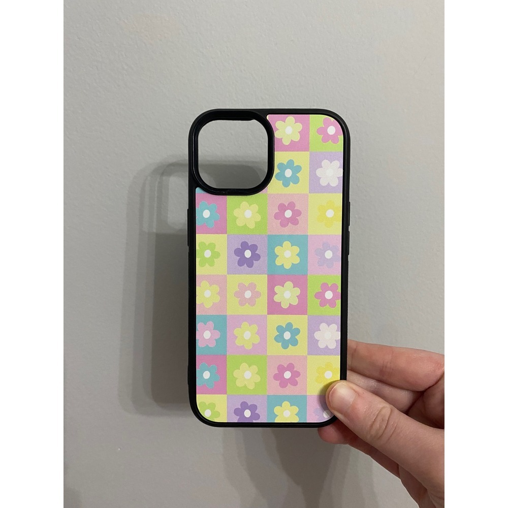 iPhone 15 Phone Case iPhone 15 Multicolor‎ Pastel Floral Checkerboard Retro